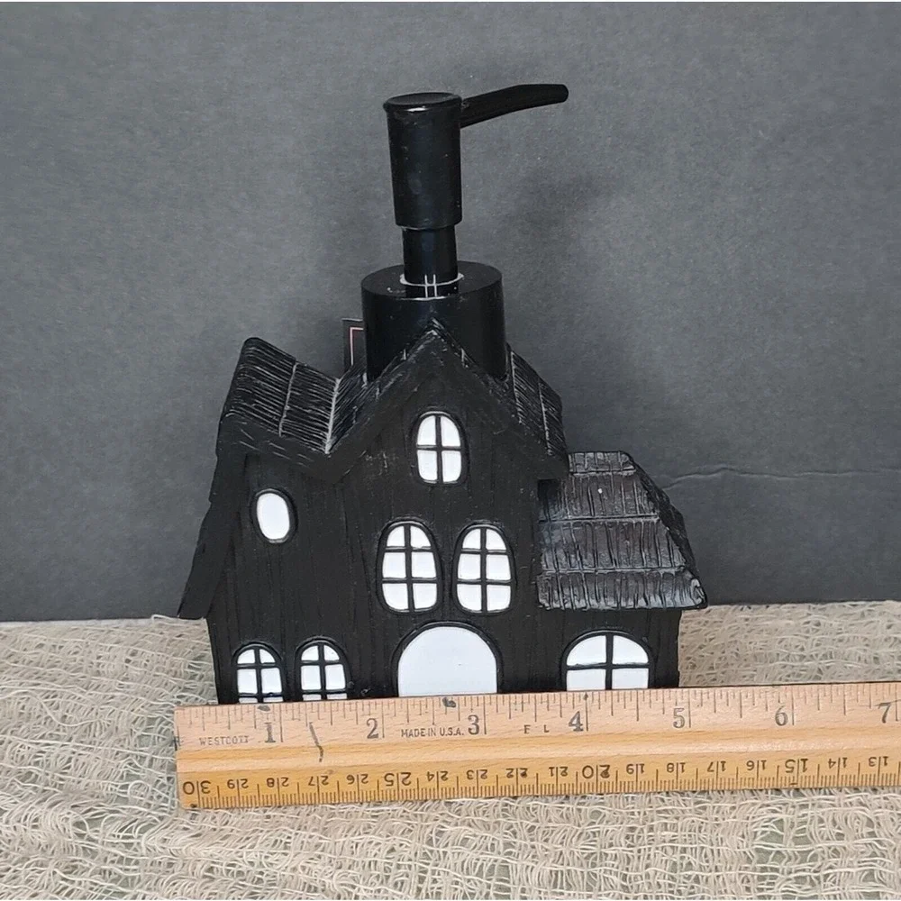 Avanti Black Spooky Haunted House Mansion Halloween‎ Soap Pump Dispenser